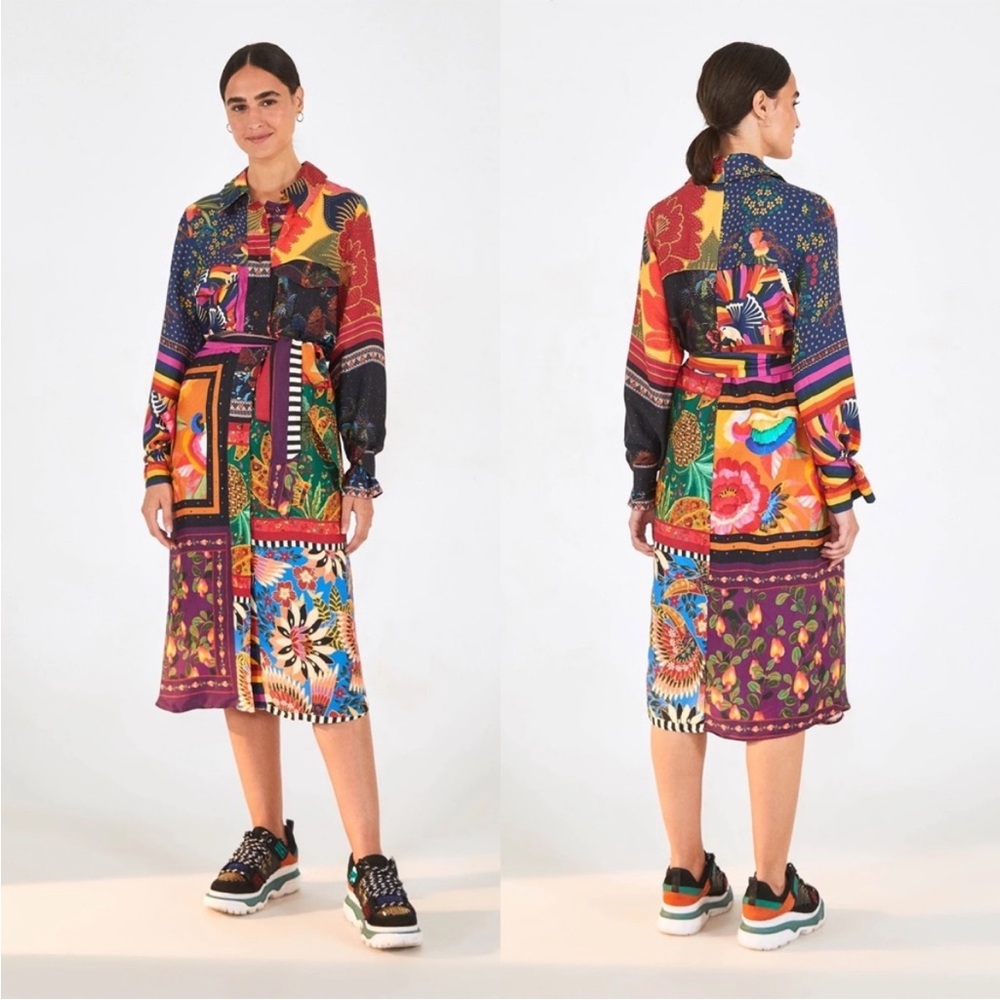 Farm Rio Mixed Scarves Chemise Dress